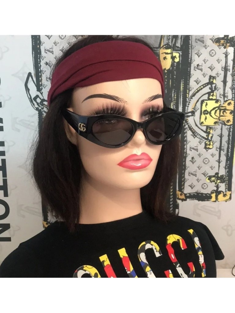 New Authentic Gucci Gg1401s 001 Black Cat-Eye Sunglasses Grey Lenses